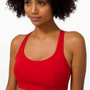 Lululemon All Powered Up Women's Medium support Bra NWOT Dark Red Sz 36D